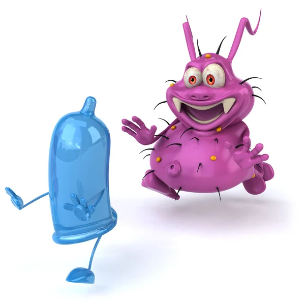 Germ and condom — Stock Photo, Image