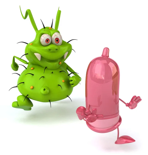 Germ with condom — Stock Photo, Image