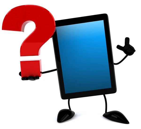 Tablet  with question sign — Stock Photo, Image