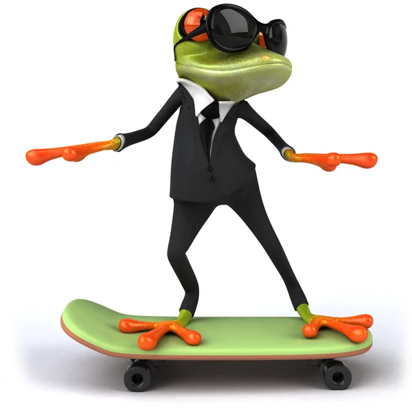 Žába s skateboard — Stock fotografie
