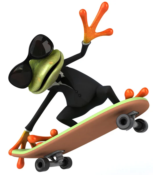 Kikker met skateboard — Stockfoto