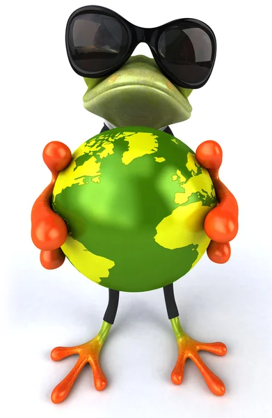 Żaba z Globe — Zdjęcie stockowe