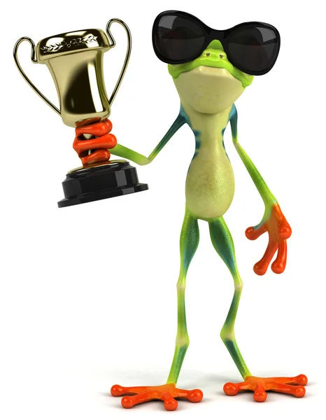 Frog with golden cup — Stock Photo, Image