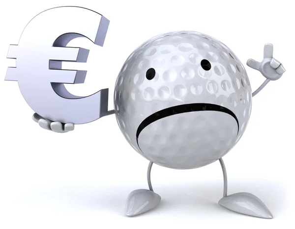 Bola de golfe com sinal de euro — Fotografia de Stock