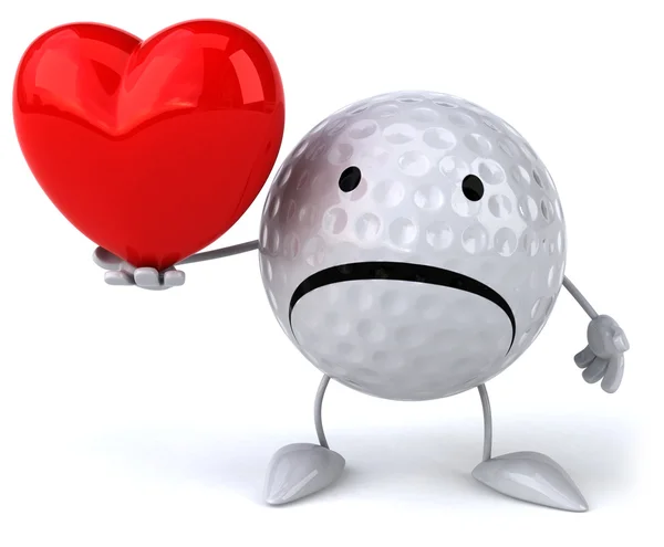 Bola de golfe com coração — Fotografia de Stock
