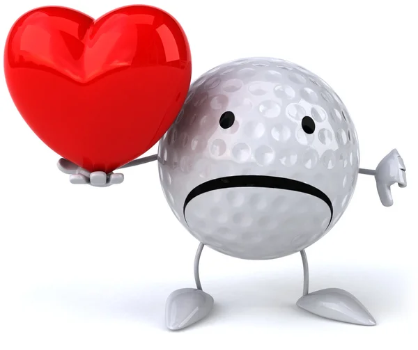 Golfbal met hart — Stockfoto