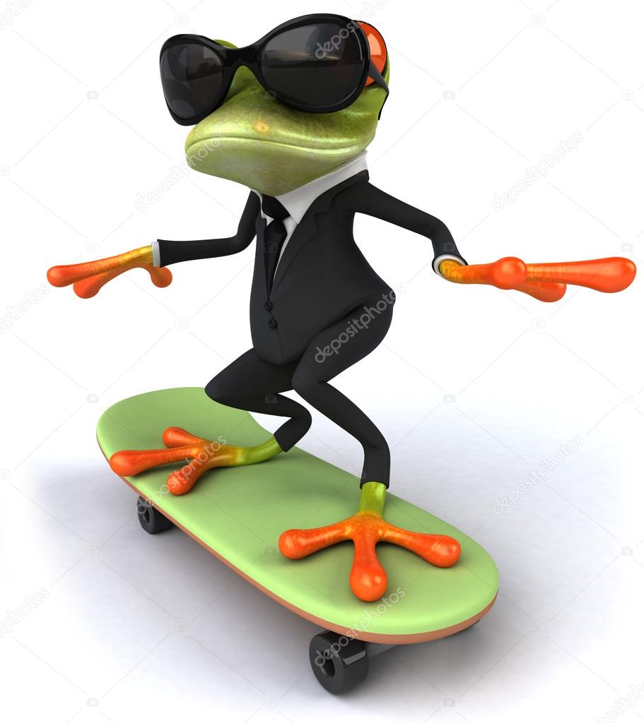 Frog with skateboard