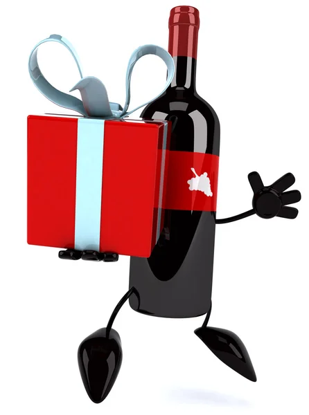 Wine with gift — Stock Photo, Image