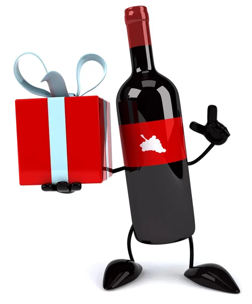 Wein mit Geschenk — Stockfoto
