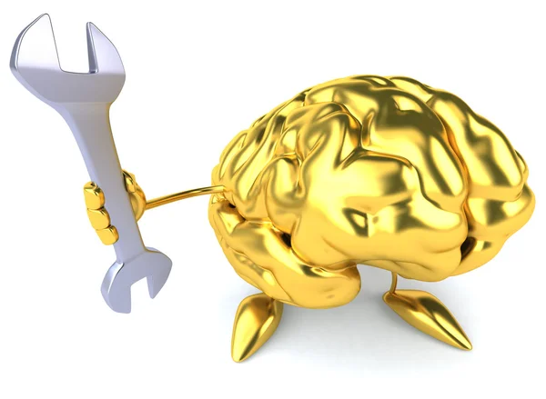 Zlata mozek s klíčem — Stock fotografie