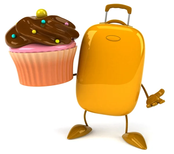 Koffer mit Cupcake — Stockfoto