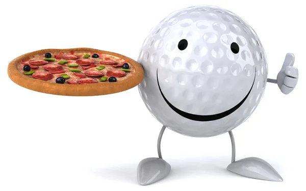 Golf ball with pizza — Stock Photo, Image