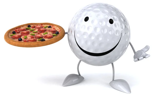 Golf ball met pizza — Stockfoto
