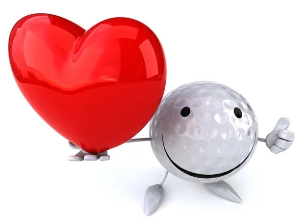 Golf ball with heart — Stock Photo, Image