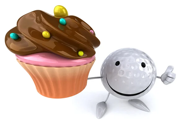 Μπάλα του γκολφ με cupcake — Φωτογραφία Αρχείου