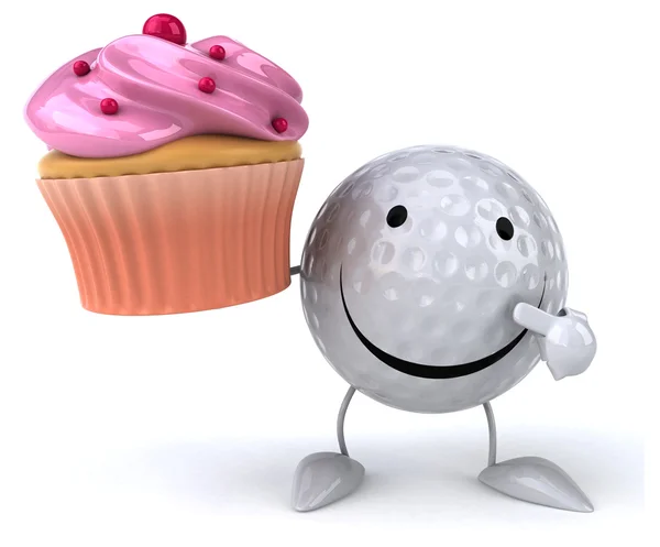 Golfball mit Cupcake — Stockfoto