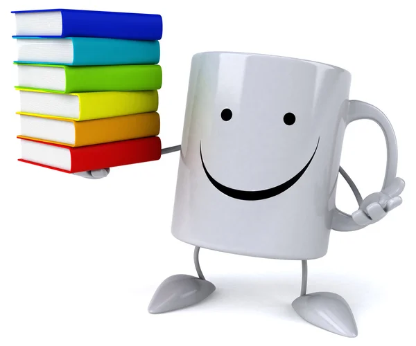 Mug with books — Stock Photo, Image