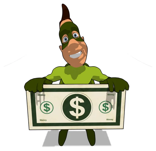 Superhero with dollar — Stock Photo, Image