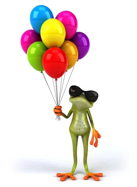 Frosch mit Luftballons — Stockfoto