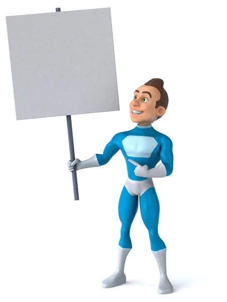 Superhero with board — Stock Photo, Image