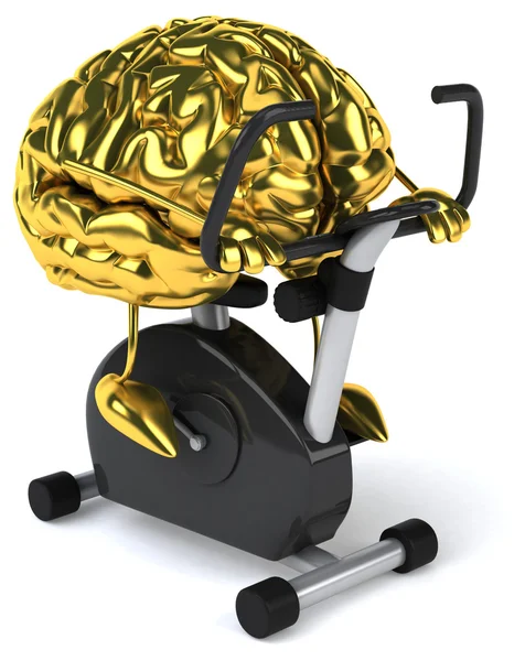 자전거 트레이너에 두뇌 — 스톡 사진