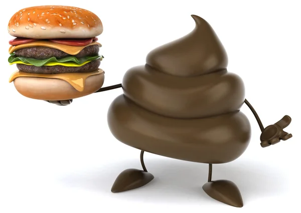 Poop with hamburger — Stock Photo, Image