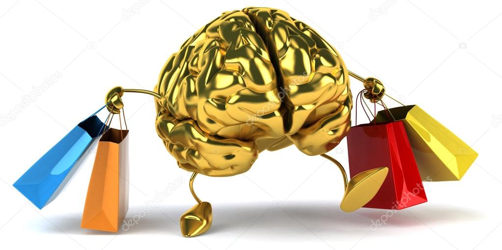 Brain with shopping bags