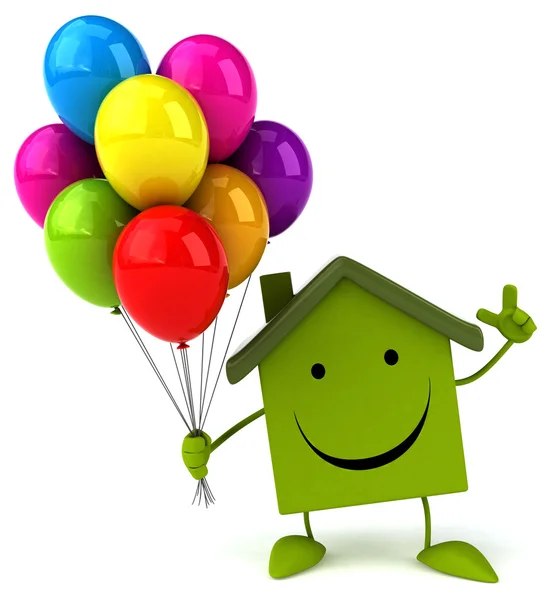 House with balloons — Stock Photo, Image