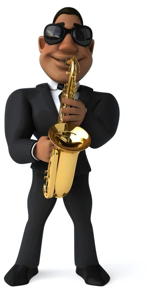 Affärsman med saxofon — Stockfoto