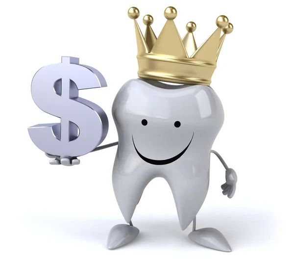 Tooth in crown with dollar — Stock Photo, Image