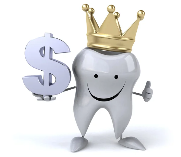 Tooth in crown with dollar — Stock Photo, Image