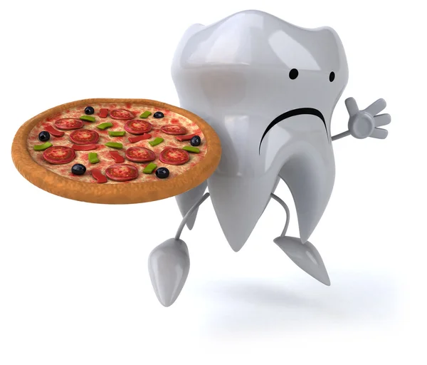 Tooth with pizza — Stock Photo, Image