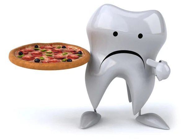 Tooth with pizza — Stock Photo, Image