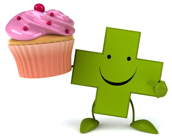 Croce farmacia con cupcake — Foto Stock