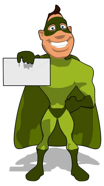 Superhero with board — Stock Photo, Image