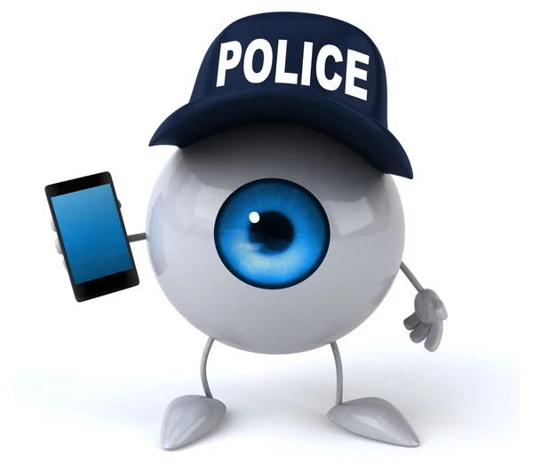 Police eye with phone — Stock Photo, Image