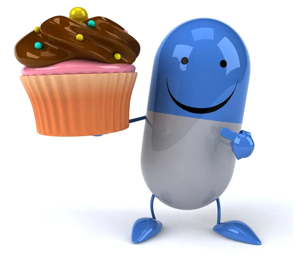 Pill with cupcake — Stock Photo, Image