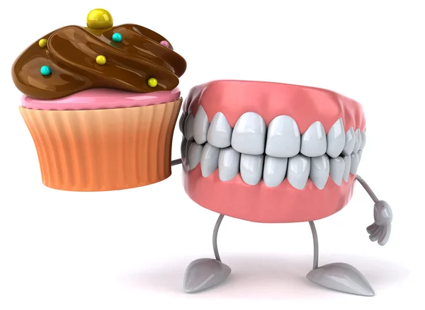 Teeth with cupcake — Stock Photo, Image