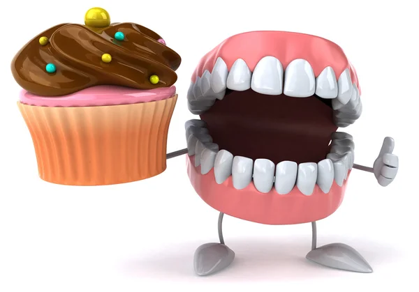 Zähne mit Cupcake — Stockfoto