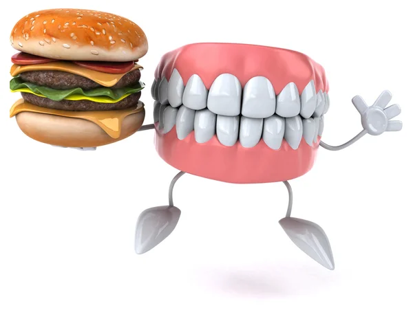 Tanden met hamburger — Stockfoto