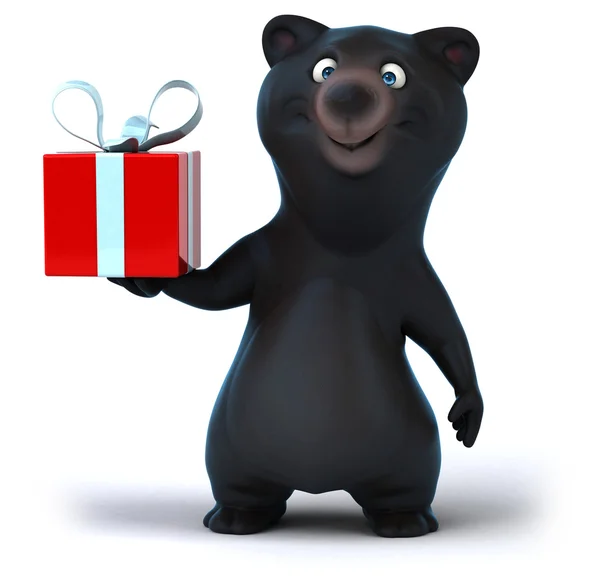 Divertido oso con regalo — Foto de Stock
