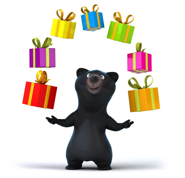 Divertido oso con regalos — Foto de Stock