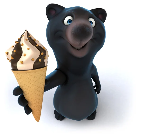 Fun bear with ice cream — Stock Photo, Image