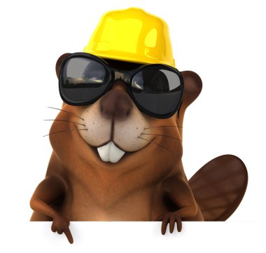 Güneş gözlüğü ve baret eğlenceli beaver