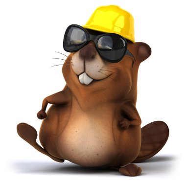 Güneş gözlüğü ve baret eğlenceli beaver