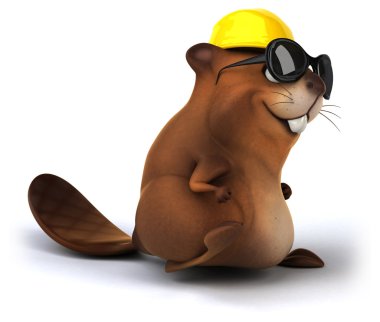 Güneş gözlüğü ve baret eğlenceli beaver