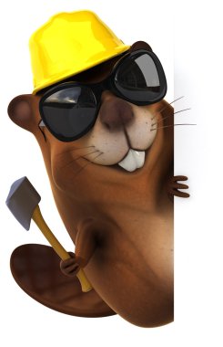 Güneş gözlüğü ve baret eğlenceli beaver