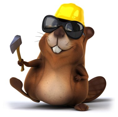 Güneş gözlüğü ve baret eğlenceli beaver