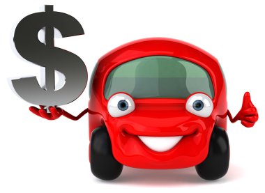 Dolar işareti olan eğlenceli araba