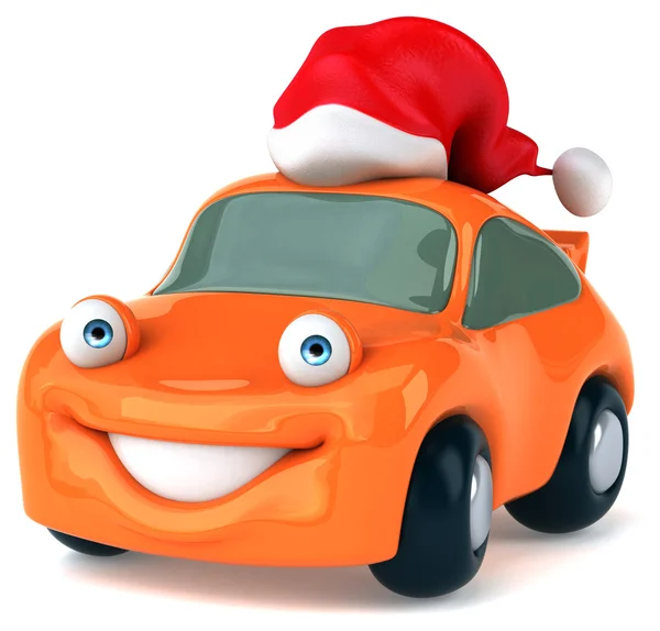 Fun auto in Kerstman hoed — Stockfoto